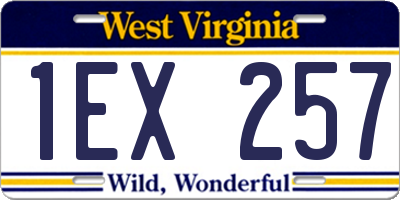 WV license plate 1EX257