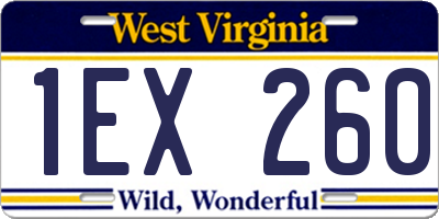 WV license plate 1EX260