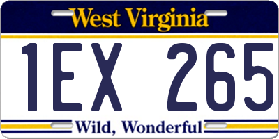 WV license plate 1EX265
