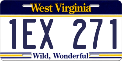 WV license plate 1EX271