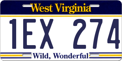 WV license plate 1EX274