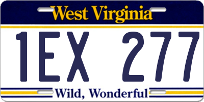 WV license plate 1EX277