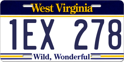 WV license plate 1EX278