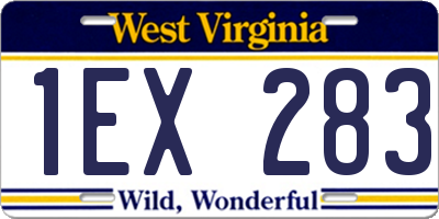 WV license plate 1EX283