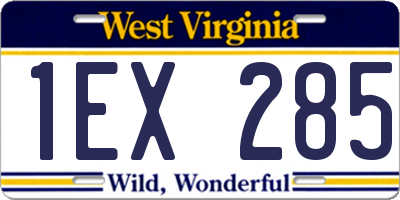 WV license plate 1EX285