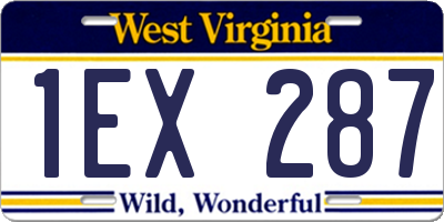 WV license plate 1EX287