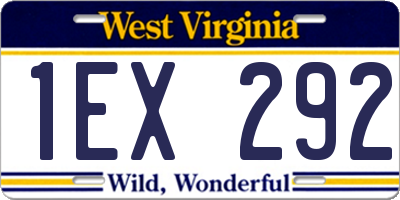 WV license plate 1EX292