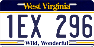 WV license plate 1EX296