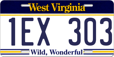 WV license plate 1EX303