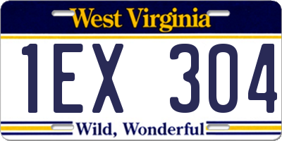 WV license plate 1EX304