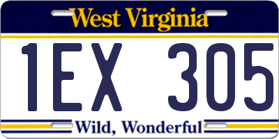 WV license plate 1EX305