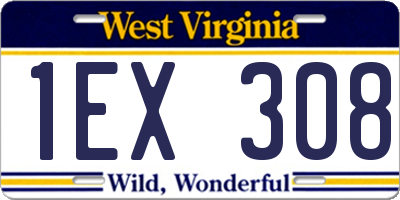 WV license plate 1EX308