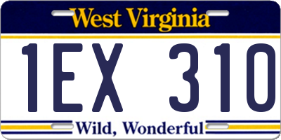WV license plate 1EX310