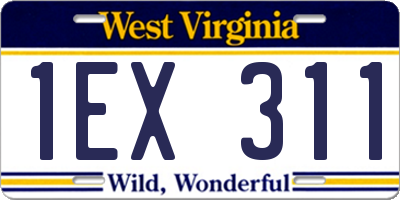 WV license plate 1EX311