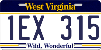 WV license plate 1EX315