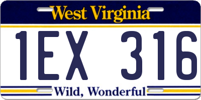 WV license plate 1EX316