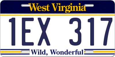 WV license plate 1EX317