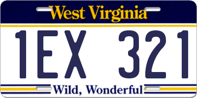 WV license plate 1EX321