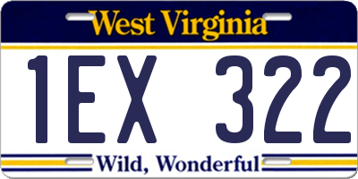 WV license plate 1EX322