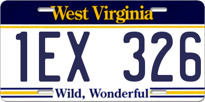 WV license plate 1EX326