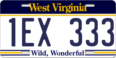 WV license plate 1EX333