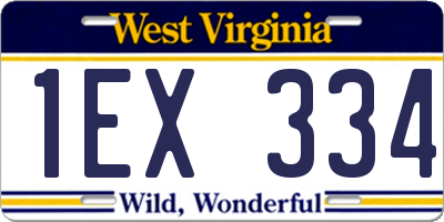 WV license plate 1EX334