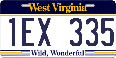 WV license plate 1EX335