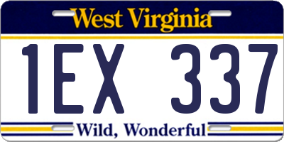 WV license plate 1EX337