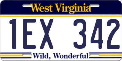 WV license plate 1EX342