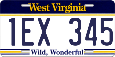WV license plate 1EX345