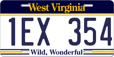 WV license plate 1EX354