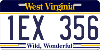 WV license plate 1EX356