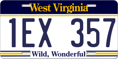 WV license plate 1EX357