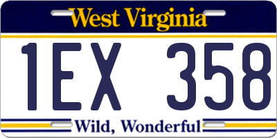 WV license plate 1EX358