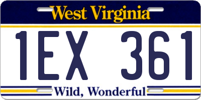 WV license plate 1EX361