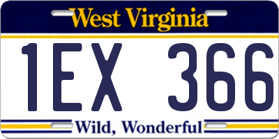 WV license plate 1EX366