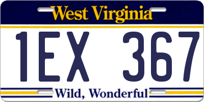 WV license plate 1EX367