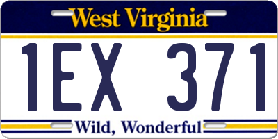 WV license plate 1EX371