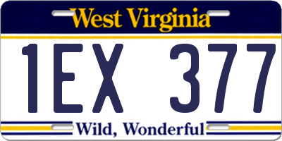 WV license plate 1EX377