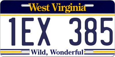 WV license plate 1EX385