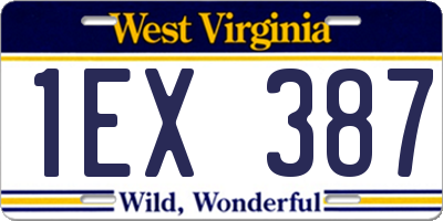 WV license plate 1EX387