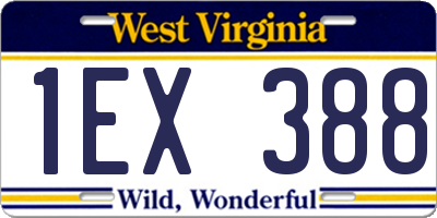 WV license plate 1EX388