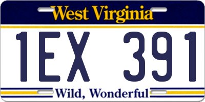 WV license plate 1EX391
