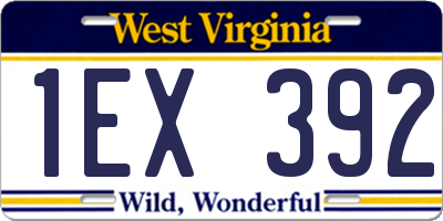 WV license plate 1EX392
