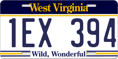 WV license plate 1EX394