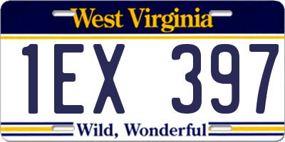 WV license plate 1EX397