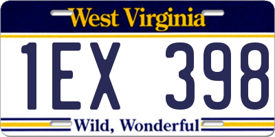 WV license plate 1EX398
