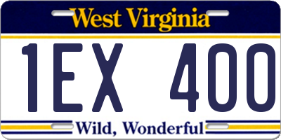 WV license plate 1EX400