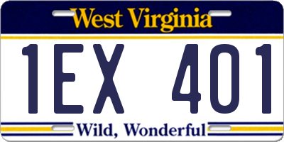 WV license plate 1EX401