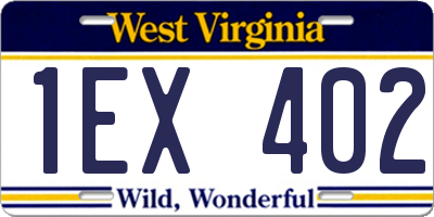 WV license plate 1EX402